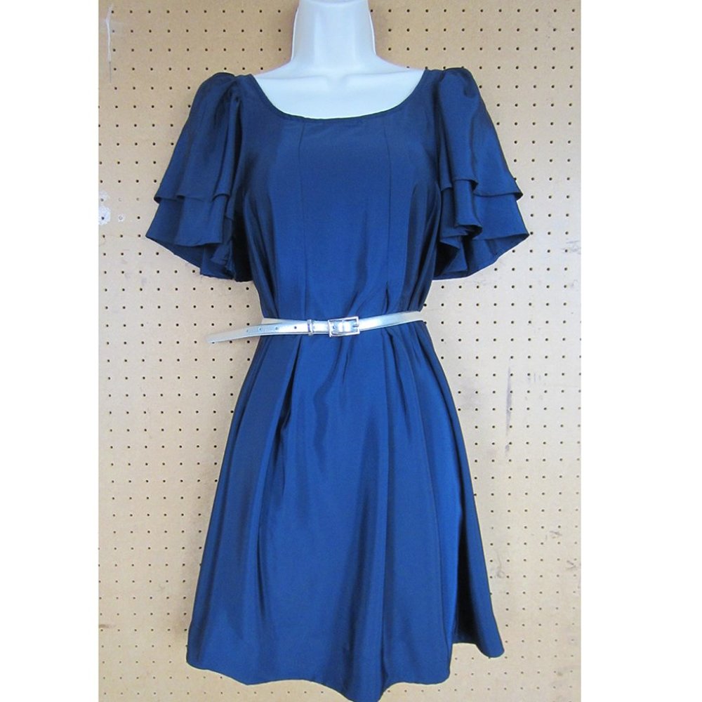 JR Navy Blue Dress-winged sleeves, H&M, Size 4